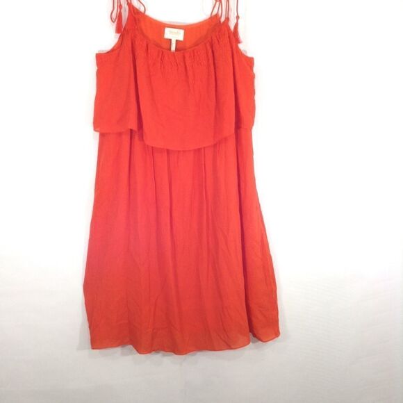 Laundry by Shelli Segal Orange Gauze Spaghetti Strap Sundress Size 10 - Picture 2 of 7